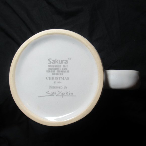 Vintage Sakura Sue Zipkin 1994 elf mug Christmas elf scenes - Picture 9 of 13